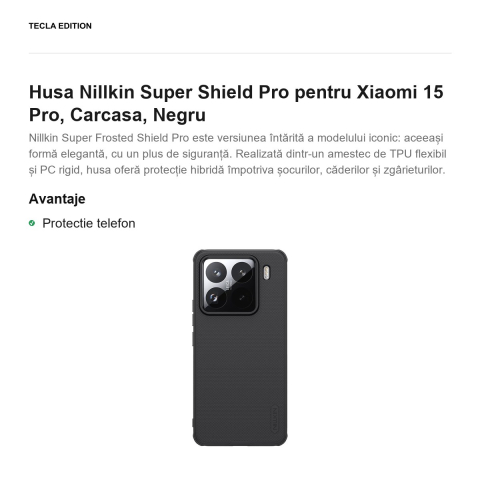 Husa Nillkin Super Shield Pro pentru Xiaomi 15 Pro, Carcasa, Negru [1]