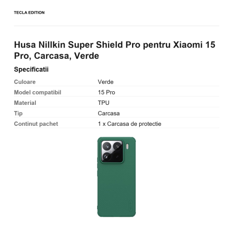 Husa Nillkin Super Shield Pro pentru Xiaomi 15 Pro, Carcasa, Verde [2]