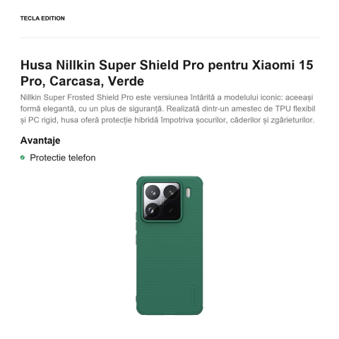 Husa Nillkin Super Shield Pro pentru Xiaomi 15 Pro, Carcasa, Verde [1]