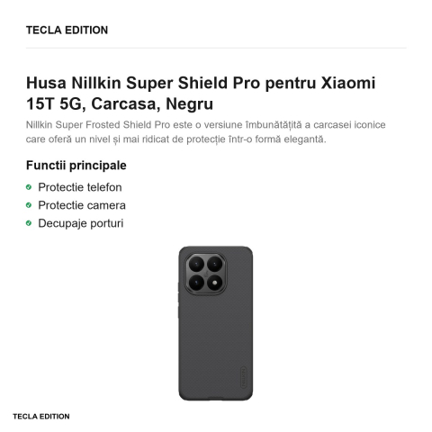 Husa Nillkin Super Shield Pro pentru Xiaomi 15T 5G, Carcasa, Negru [1]