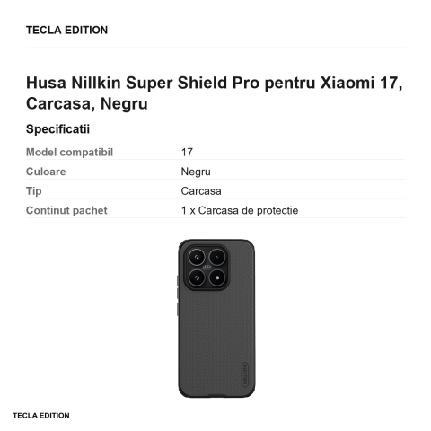 Husa Nillkin Super Shield Pro pentru Xiaomi 17, Carcasa, Negru [2]