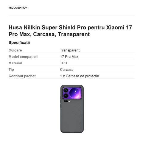 Husa Nillkin Super Shield Pro pentru Xiaomi 17 Pro Max, Carcasa, Transparent [2]