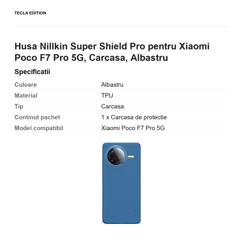 Husa Nillkin Super Shield Pro pentru Xiaomi Poco F7 Pro 5G, Carcasa, Albastru [2]