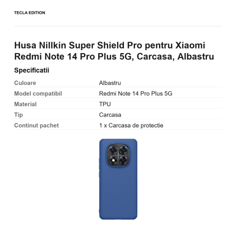 Husa Nillkin Super Shield Pro pentru Xiaomi Redmi Note 14 Pro Plus 5G, Carcasa, Albastru [2]