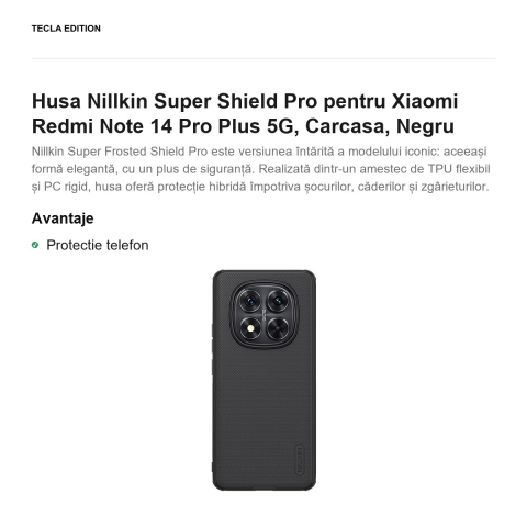 Husa Nillkin Super Shield Pro pentru Xiaomi Redmi Note 14 Pro Plus 5G, Carcasa, Negru [1]