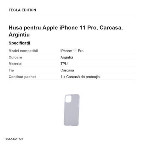 Husa pentru Apple iPhone 11 Pro, Carcasa, Argintiu [2]
