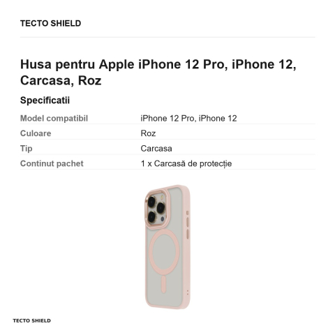 Husa Satin Elegant Mag pentru Apple iPhone 12 Pro, iPhone 12, Carcasa, Roz [2]