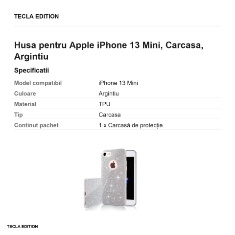 Husa pentru Apple iPhone 13 Mini, Carcasa, Argintiu [2]