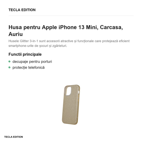 Husa pentru Apple iPhone 13 Mini, Carcasa, Auriu [1]