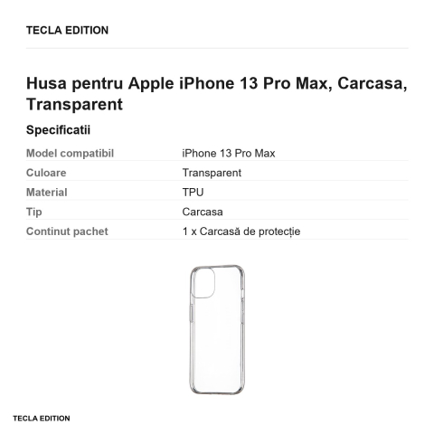 Husa pentru Apple iPhone 13 Pro Max, Carcasa, Transparent [2]
