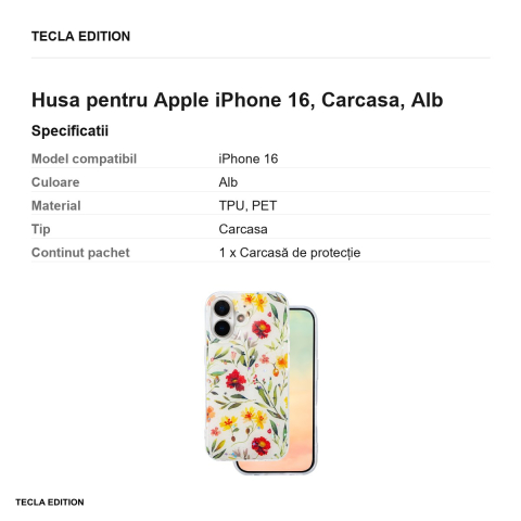 Husa Glow Glam pentru Apple iPhone 16, Carcasa, Alb [2]