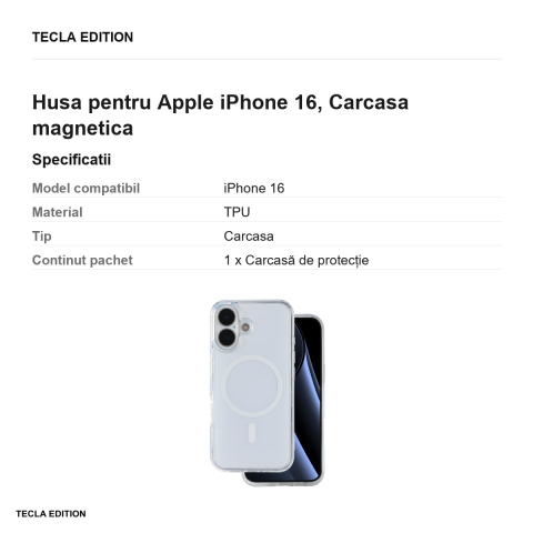 Husa Lowkey Mag pentru Apple iPhone 16, Carcasa magnetica, Alb [2]