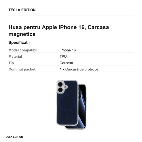 Husa Lowkey Mag pentru Apple iPhone 16, Carcasa magnetica, Albastru inchis [2]