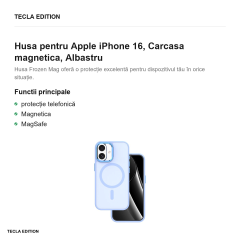 Husa Frozen Mag pentru Apple iPhone 16, Carcasa magnetica, Albastru [1]