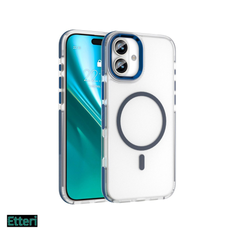 Huse si protectii smartphone - Husa Etteri Icy Mag pentru Apple iPhone 16, Carcasa magnetica, Albastru