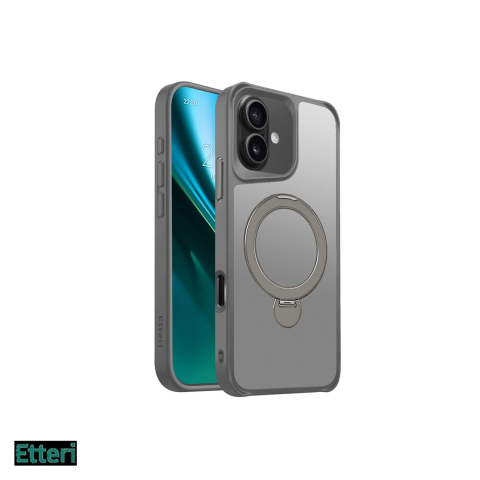 Huse si protectii smartphone - Husa Etteri Matt Mag Ring pentru Apple iPhone 16, Carcasa magnetica, Gri