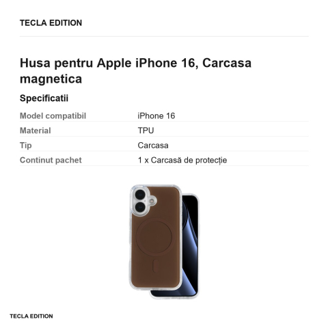 Husa Lowkey Mag pentru Apple iPhone 16, Carcasa magnetica, Maro [2]