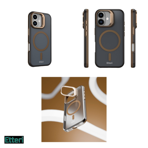 Husa Etteri Morning Fog pentru Apple iPhone 16, Carcasa magnetica, Maro [3]
