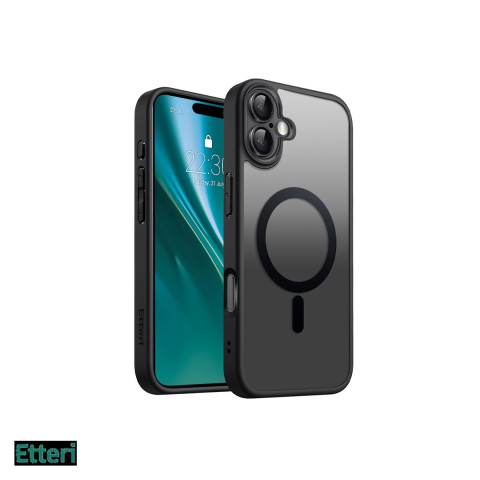 Huse si protectii smartphone - Husa Etteri Matt Mag pentru Apple iPhone 16, Carcasa magnetica, Negru