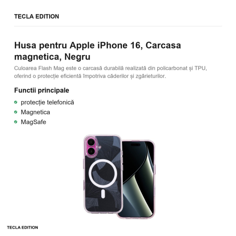Husa Flash Mag pentru Apple iPhone 16, Carcasa magnetica, Negru [1]
