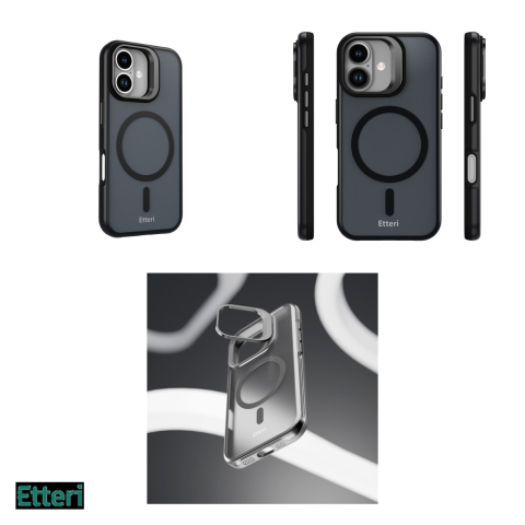 Husa Etteri Morning Fog pentru Apple iPhone 16, Carcasa magnetica, Negru [3]