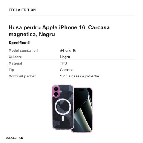 Husa Flash Mag pentru Apple iPhone 16, Carcasa magnetica, Negru [2]
