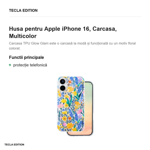 Husa Glow Glam rustic pentru Apple iPhone 16, Carcasa, Multicolor [1]