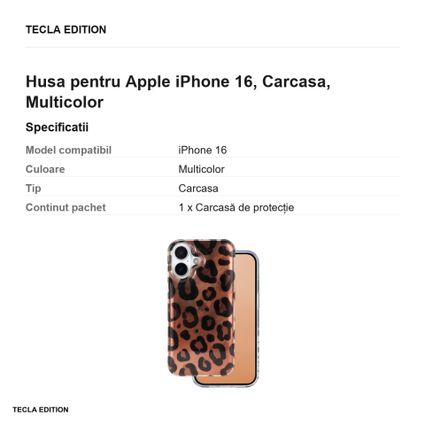 Husa Animal Print Panther pentru Apple iPhone 16, Carcasa, Multicolor [2]