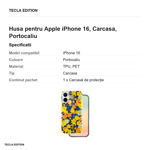 Husa Glow Glam pentru Apple iPhone 16, Carcasa, Portocaliu [2]