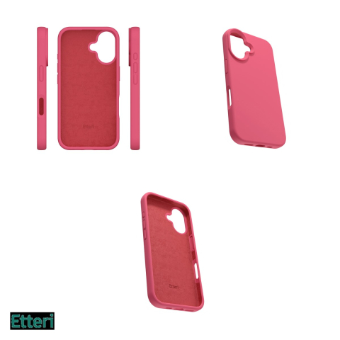 Husa Etteri Silicone raspberry pentru Apple iPhone 16, Carcasa, Rosu [3]