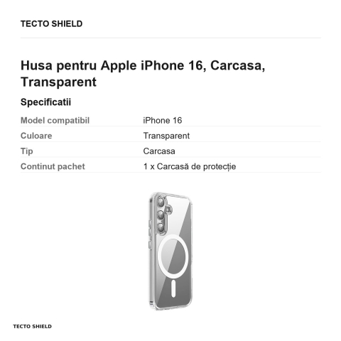 Husa Clear Guard Mag pentru Apple iPhone 16, Carcasa, Transparent [2]