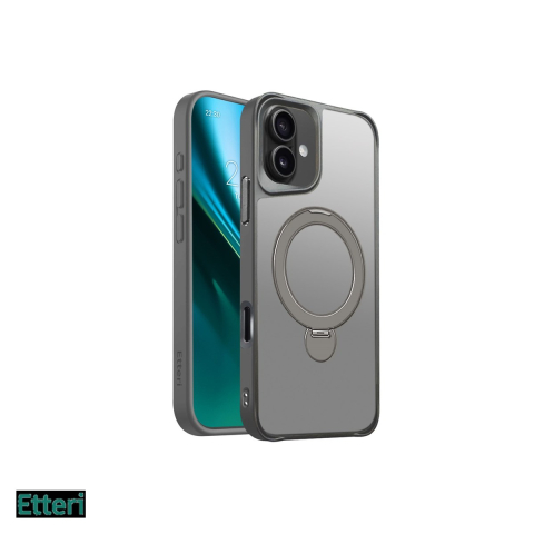 Huse si protectii smartphone - Husa Etteri Matt Mag Ring pentru Apple iPhone 16 Plus, Carcasa magnetica, Gri