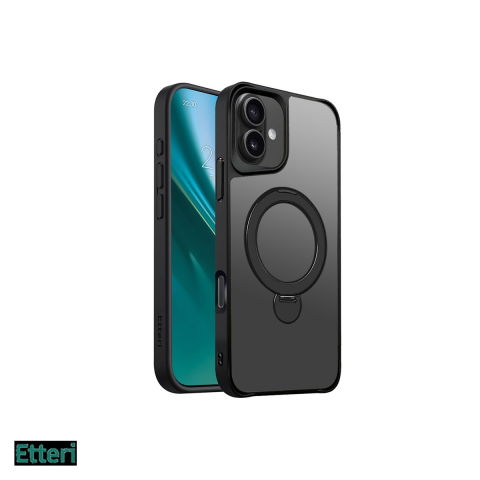 Huse si protectii smartphone - Husa Etteri Matt Mag Ring pentru Apple iPhone 16 Plus, Carcasa magnetica, Negru