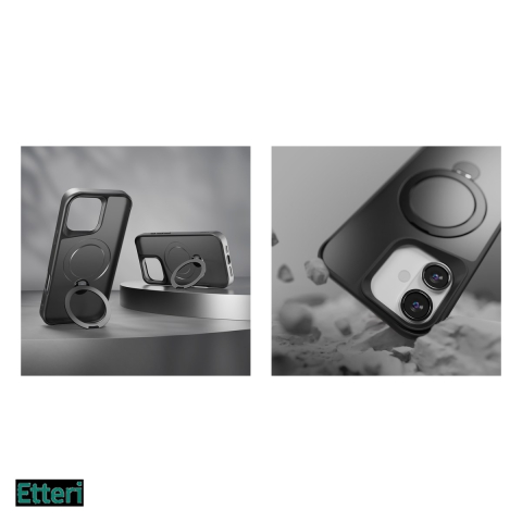 Husa Etteri Matt Mag Ring pentru Apple iPhone 16 Plus, Carcasa magnetica, Negru [4]