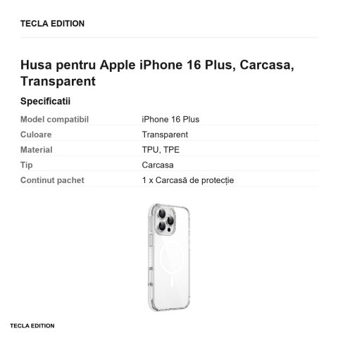 Husa Wiwu Hybrid Ultra Hcc- pentru Apple iPhone 16 Plus, Carcasa, Transparent [2]