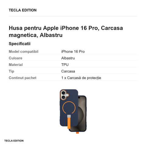 Husa Loop Thin Mag pentru Apple iPhone 16 Pro, Carcasa magnetica, Albastru [2]