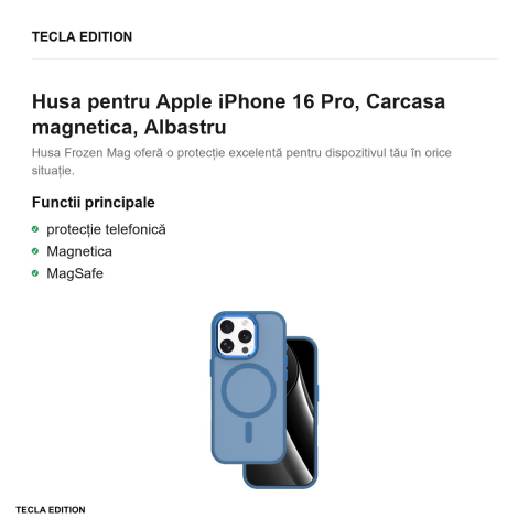 Husa Frozen Mag pentru Apple iPhone 16 Pro, Carcasa magnetica, Albastru [1]