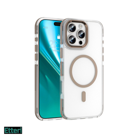 Huse si protectii smartphone - Husa Etteri Icy Mag pentru Apple iPhone 16 Pro, Carcasa magnetica, Auriu