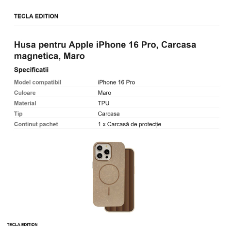Husa Glitter Thin Mag pentru Apple iPhone 16 Pro, Carcasa magnetica, Maro [2]