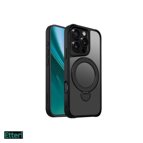 Huse si protectii smartphone - Husa Etteri Matt Mag Ring pentru Apple iPhone 16 Pro, Carcasa magnetica, Negru