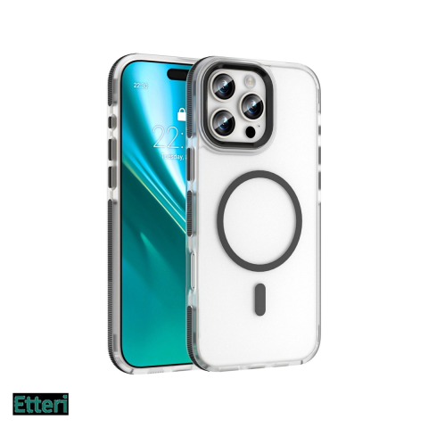 Huse si protectii smartphone - Husa Etteri Icy Mag pentru Apple iPhone 16 Pro, Carcasa magnetica, Negru