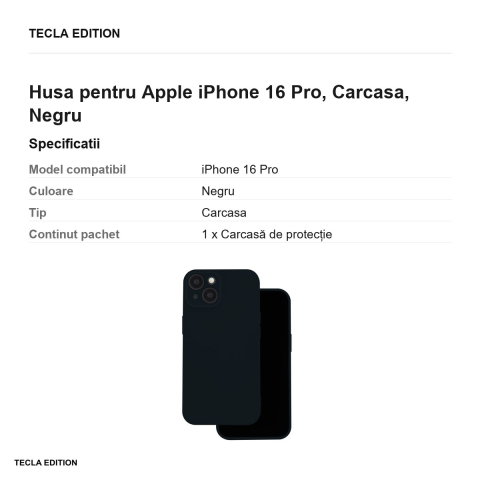 Husa Silicon Box pentru Apple iPhone 16 Pro, Carcasa, Negru [2]