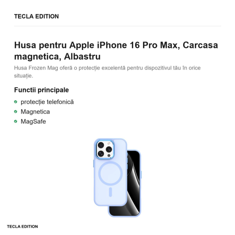 Husa Frozen Mag pentru Apple iPhone 16 Pro Max, Carcasa magnetica, Albastru [1]