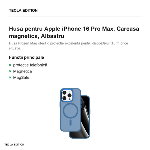 Husa Frozen Mag pentru Apple iPhone 16 Pro Max, Carcasa magnetica, Albastru [1]