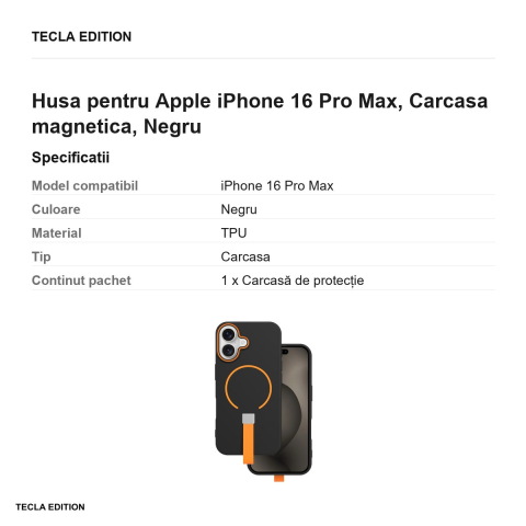 Husa Loop Thin Mag pentru Apple iPhone 16 Pro Max, Carcasa magnetica, Negru [2]