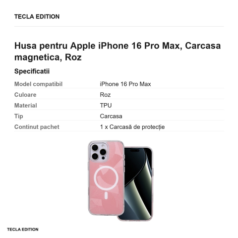 Husa Flash Mag pentru Apple iPhone 16 Pro Max, Carcasa magnetica, Roz [2]