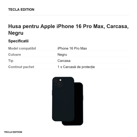 Husa Silicon Box pentru Apple iPhone 16 Pro Max, Carcasa, Negru [2]