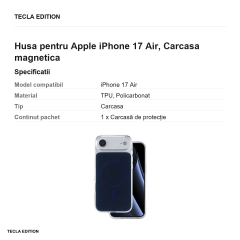 Husa Lowkey Mag pentru Apple iPhone 17 Air, Carcasa magnetica, Albastru inchis [2]