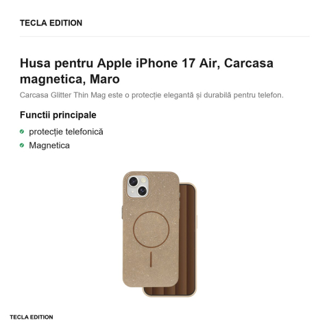 Husa Glitter Thin Mag pentru Apple iPhone 17 Air, Carcasa magnetica, Maro [1]