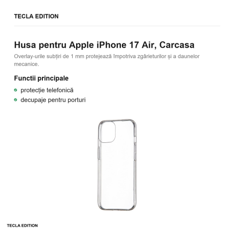 Husa Slim 1 mm pentru Apple iPhone 17 Air, Carcasa, Transparent [1]